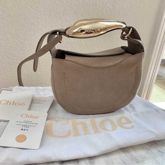 Chloe Kiss Bag in Motty Grey / Taupe with Gold Sculptural Hardware Small Bag - Picture 7 of 16